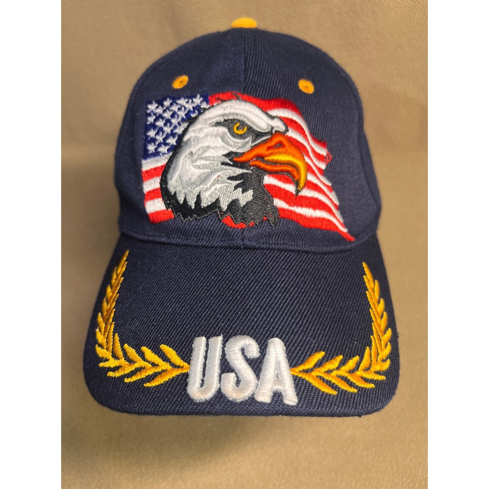 Navy Blue USA American Flag Bald Eagle Patriotic Baseball Hat